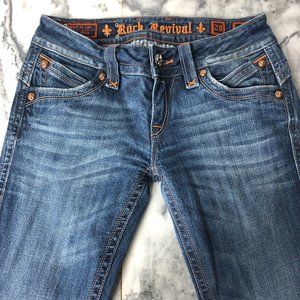 ROCK REVIVAL, Jeans, Gwen, 29, Blue Jeans, Boot Cut, Embellished Back Pockets